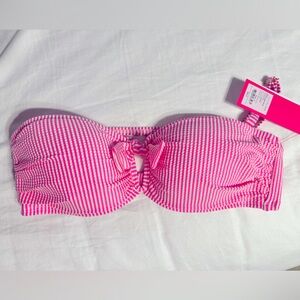 NWT Lilly Pulitzer Agnes Bandeau Top in Havana Pink Seersucker—- TOP ONLY